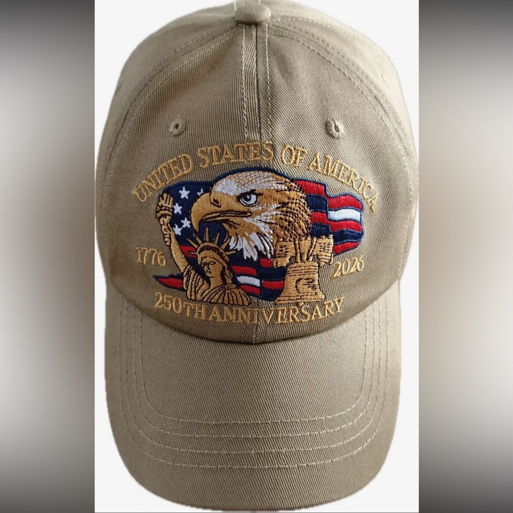 Khaki Embroidered United States of America 250th Anniversary Cap